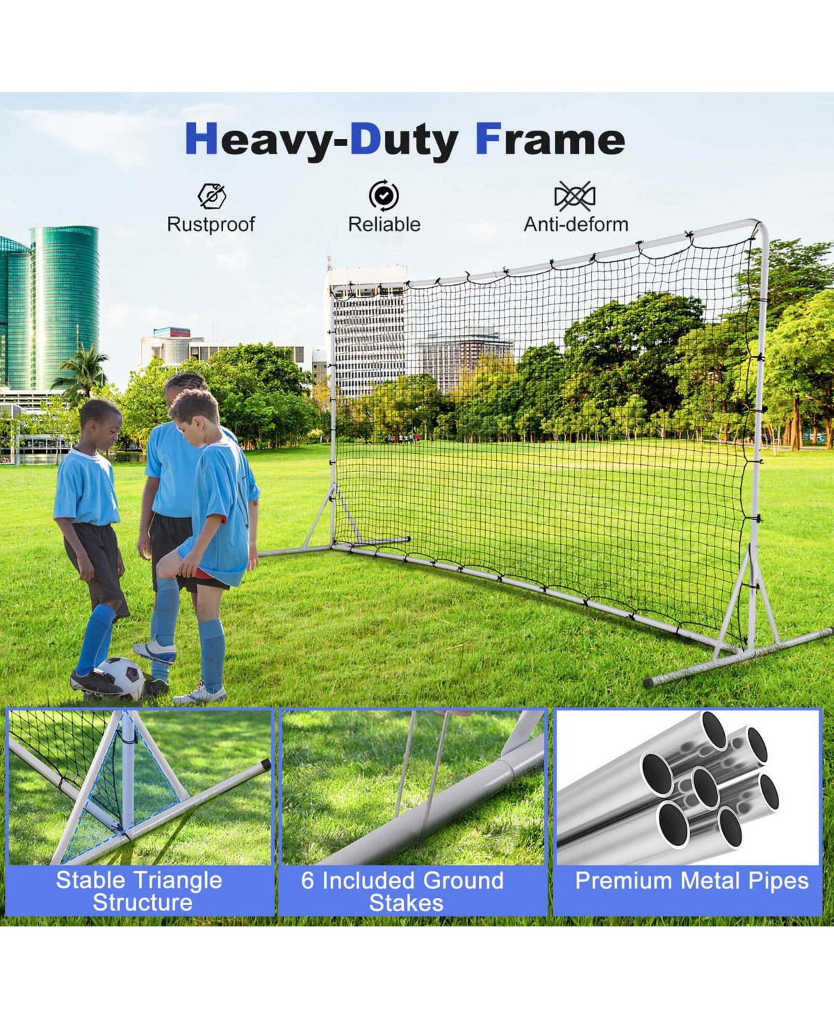 Costway Soccer Rebounder Net 12 x 6 Ft Portable Football Training Equipment with Net