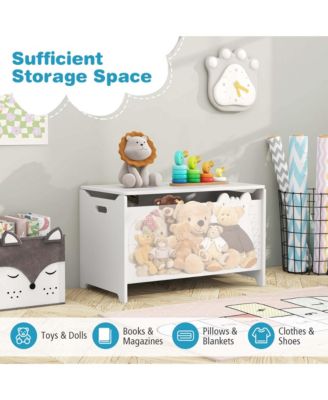 Kids Toy Box with Safety Hinge Wood Storage Chest Flip-Top Storage Organizer