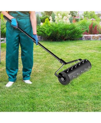 21" Manual Lawn Aerator Grass Aeration Tool with Handle, Fillable with Sand or Stone