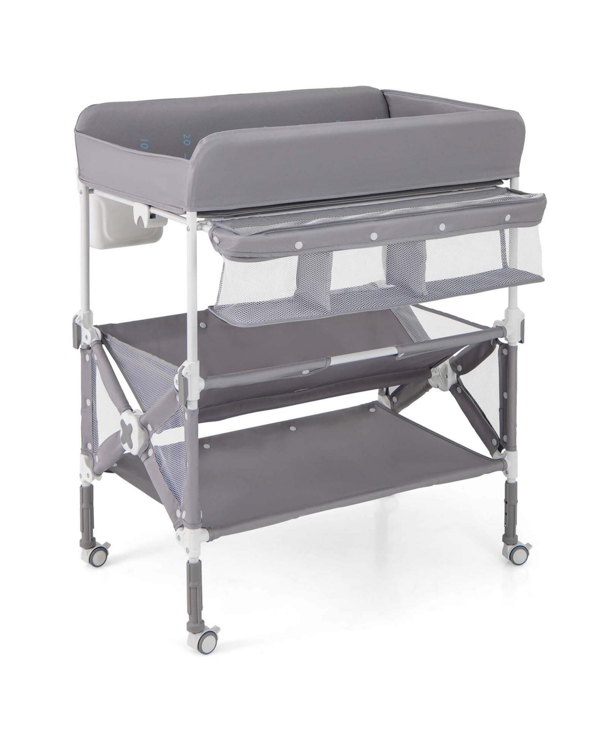 Costway Portable Baby Changing Table with Wheels Adjustable Height Storage Rack