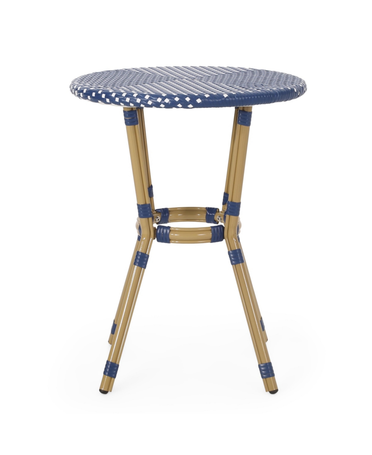Streamdale Furniture Outdoor Pe Rattan And Aluminum 3 Piece French Bistro Set, Dark Teal & White, And Bamboo Finish -white