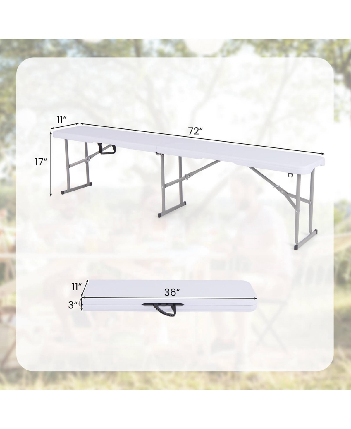 1 Pcs Portable Folding Bench with Convenient Handle Non-slip Foot Pads Sturdy Metal Legs