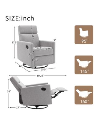 Plush Rocker Nursery Chair Glider Swivel Recliner for Comfortable Seating