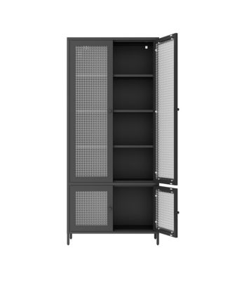 4-Door Metal Storage Display Cabinet with Glass Tempered Doors