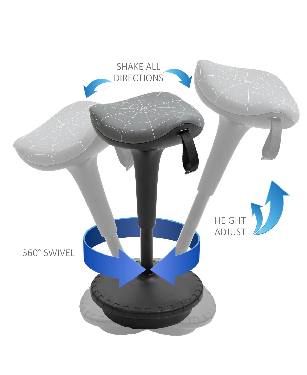 Streamdale Furniture Vinsetto Lift Wobble Stool Standing Chair with 360 Swivel, Tilting Balance Chair with Adjustable Height and Saddle Seat for Activ