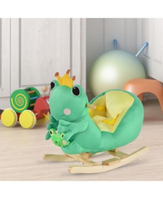 Kids Ride-On Rocking Horse Toy Frog Style Rocker with Fun Music, Seat Belt & Soft Plush Fabric Hand Puppet for Children 18-36 Months