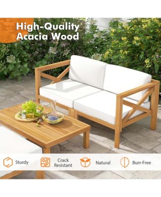 5 PCS Outdoor Conversation Furniture Set with 3 Chairs 1 Ottoman 1 Coffee Table