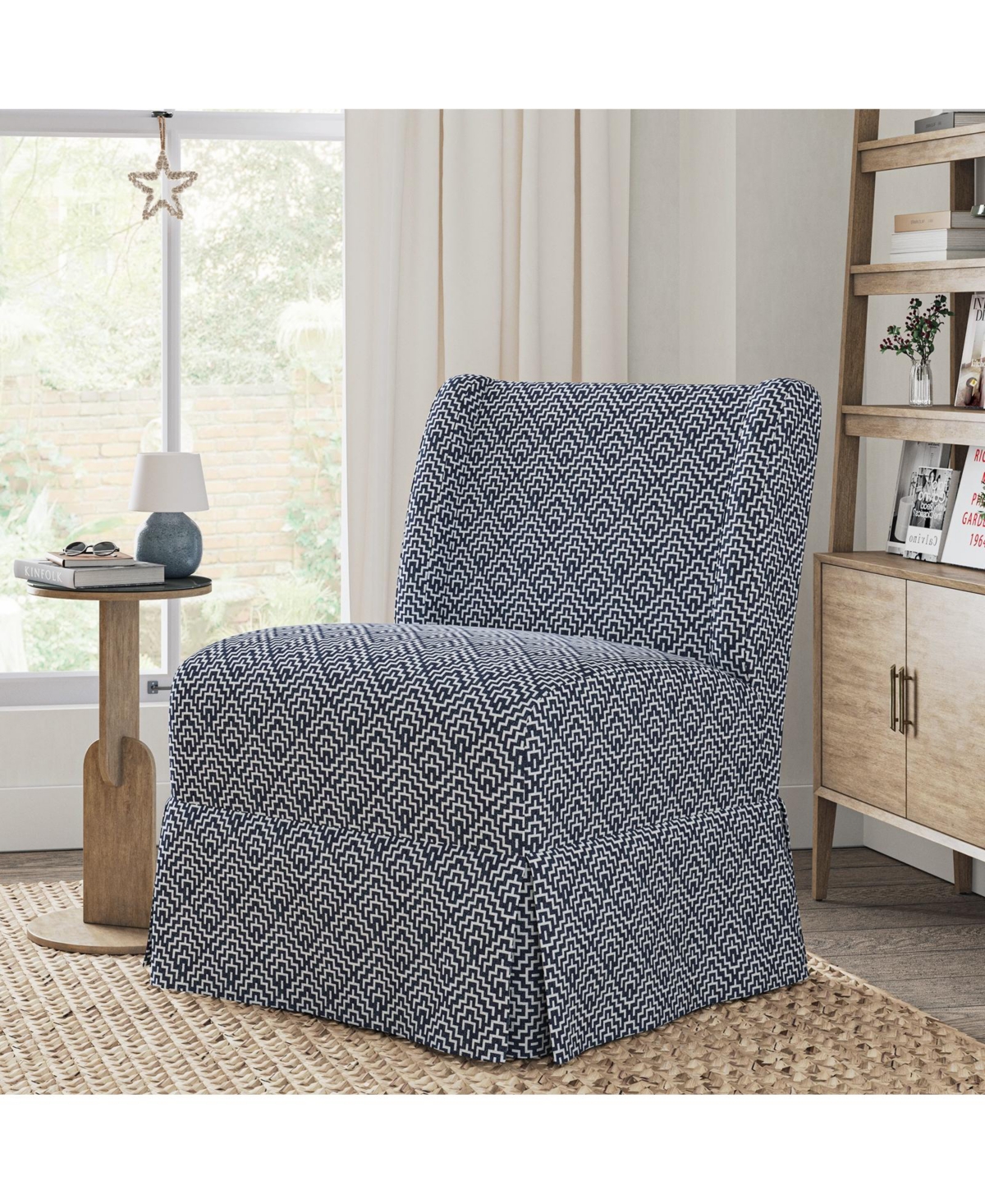 Hulala Home Egmont Transitional Slipper Chair with Slipcover with Washable Slipcover and Solid Wood Legs