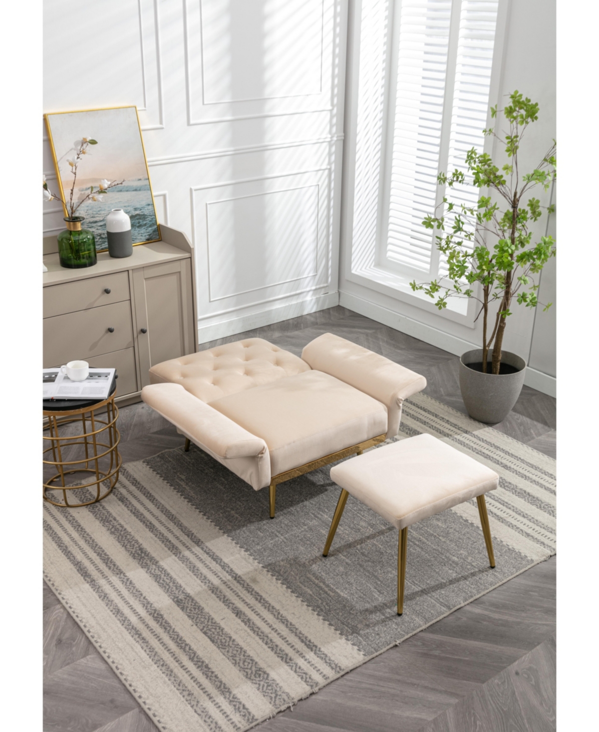 Slickblue Velvet Accent Chair with Adjustable Armrests and Reclining Backrest for Stylish Comfort