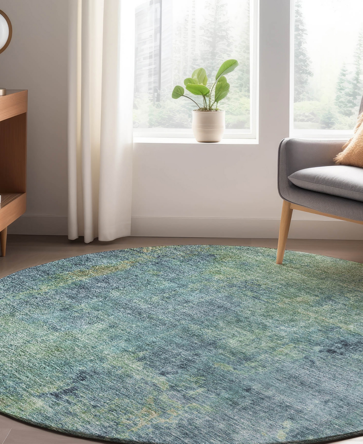 Dalyn Trevi Washable Tv9 8'x8' Round Area Rug In Blue