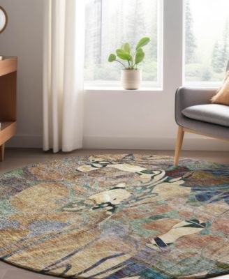 Trevi Washable TV17 8'x8' Round Area Rug