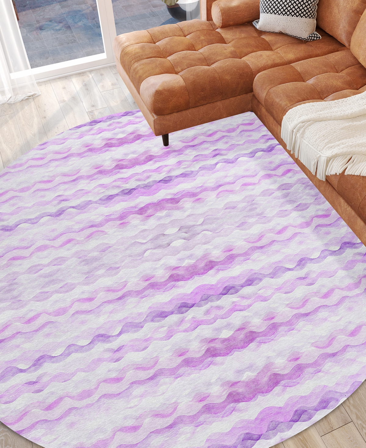 Dalyn Seabreeze Sz16 8'x8' Round Area Rug In Purple
