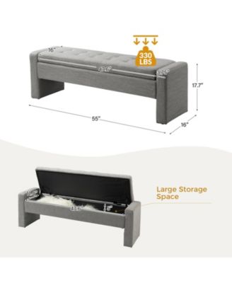 Casio Upholstered 55.1" Wide Storage Bench with Button-tufted Design