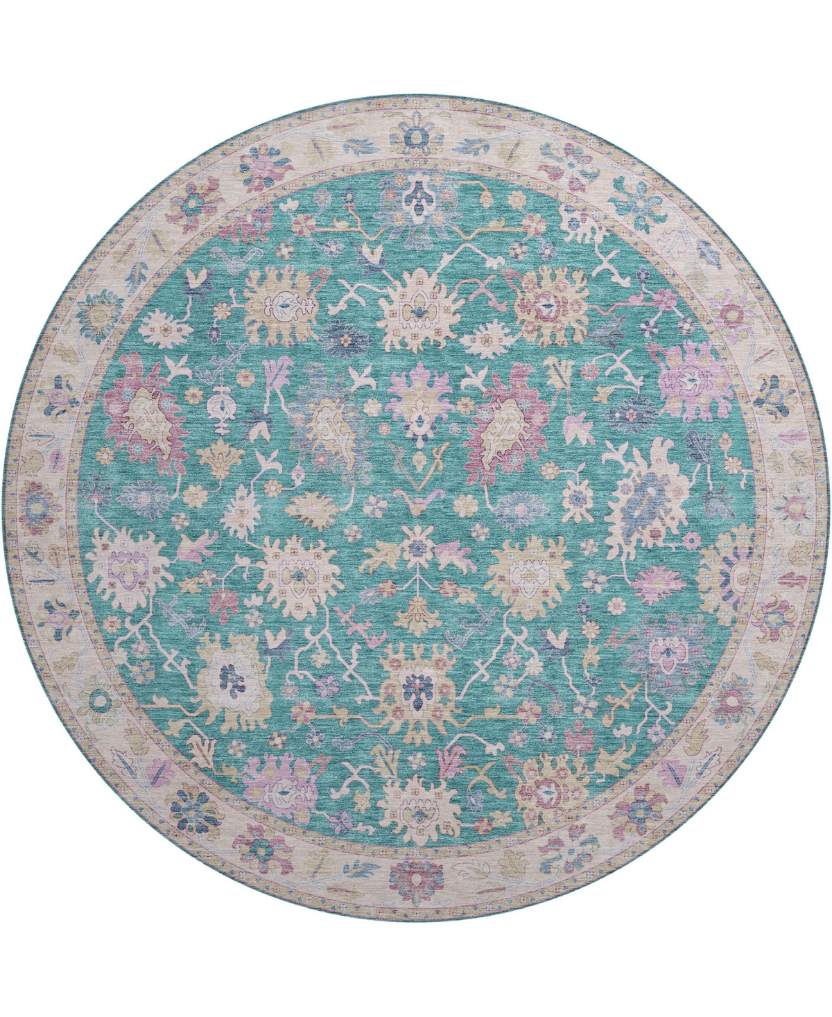 Dalyn Hatay Washable Hy7 8'x8' Round Area Rug In Teal