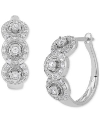 Forever Grown Diamonds - Lab Grown Diamond Triple Halo Hoop Earrings (1/2 ct. t.w.) in Sterling Silver