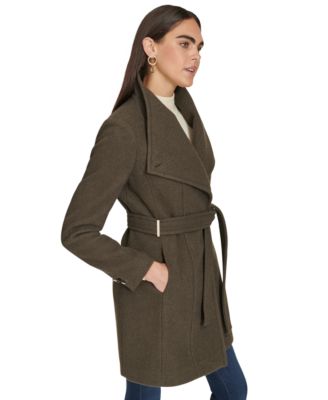 Womens Asymmetrical Belted Wrap Coat, Created for Macys
