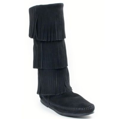 Women's Suede 3-Layer Fringe Boots