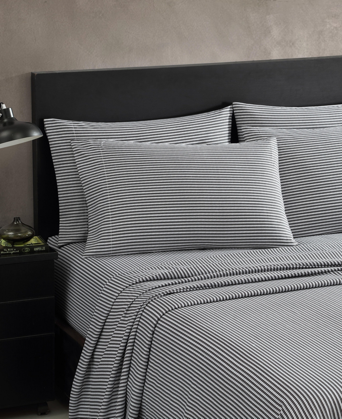 Kenneth Cole New York Microfiber 6 Piece Sheet Set, King In Twill Stripe