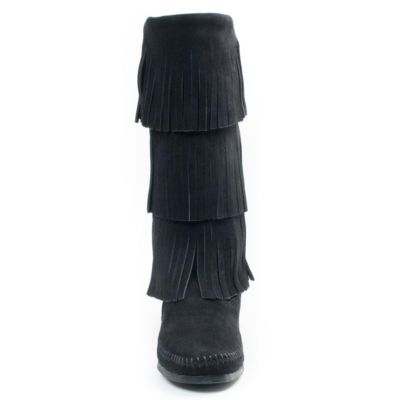 Women's Suede 3-Layer Fringe Boots