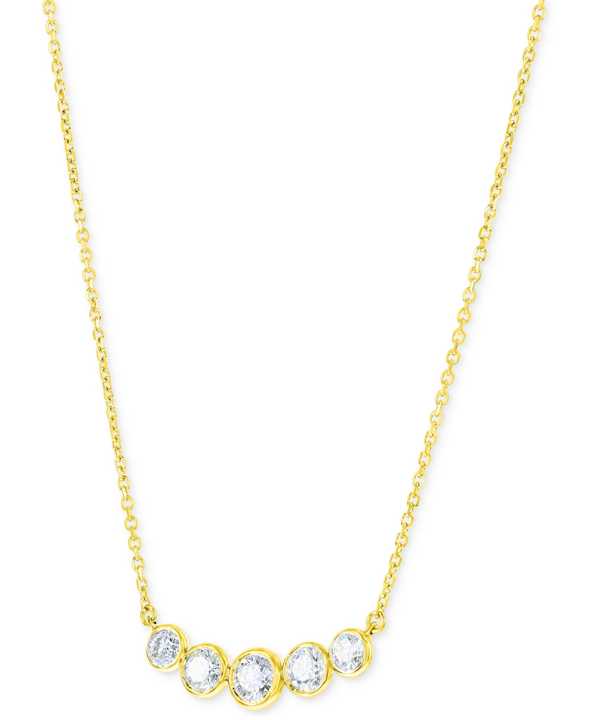 Shop Macy's Diamond Bezel Graduated Curved Bar Collar Necklace (3/4 Ct. T.w.) In 14k White Or Yellow Gold