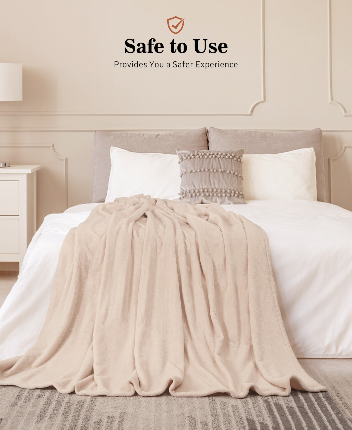Sealy Heated Flannel Blanket, King In Beige