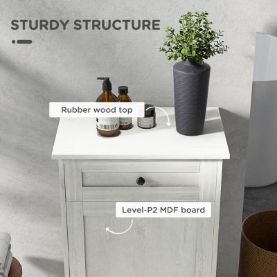 Kitchen Tilt Out Trash Bin Cabinet Free Standing Recycling Cabinet Trash Can Holder With Drawer, Light Gray