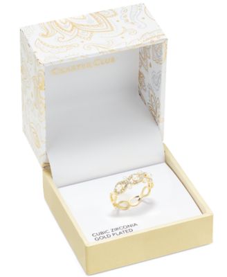 Gold-Tone Crystal & Imitation Pearl Braid Style Ring, Exclusively at Macy's