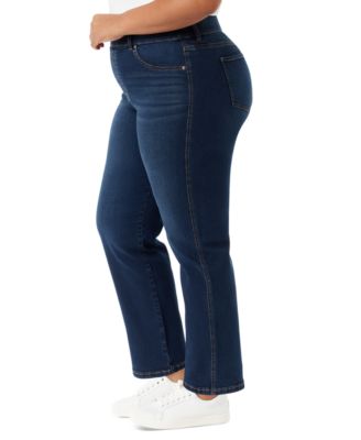Plus Size Pull-On Straight-Leg Jeans