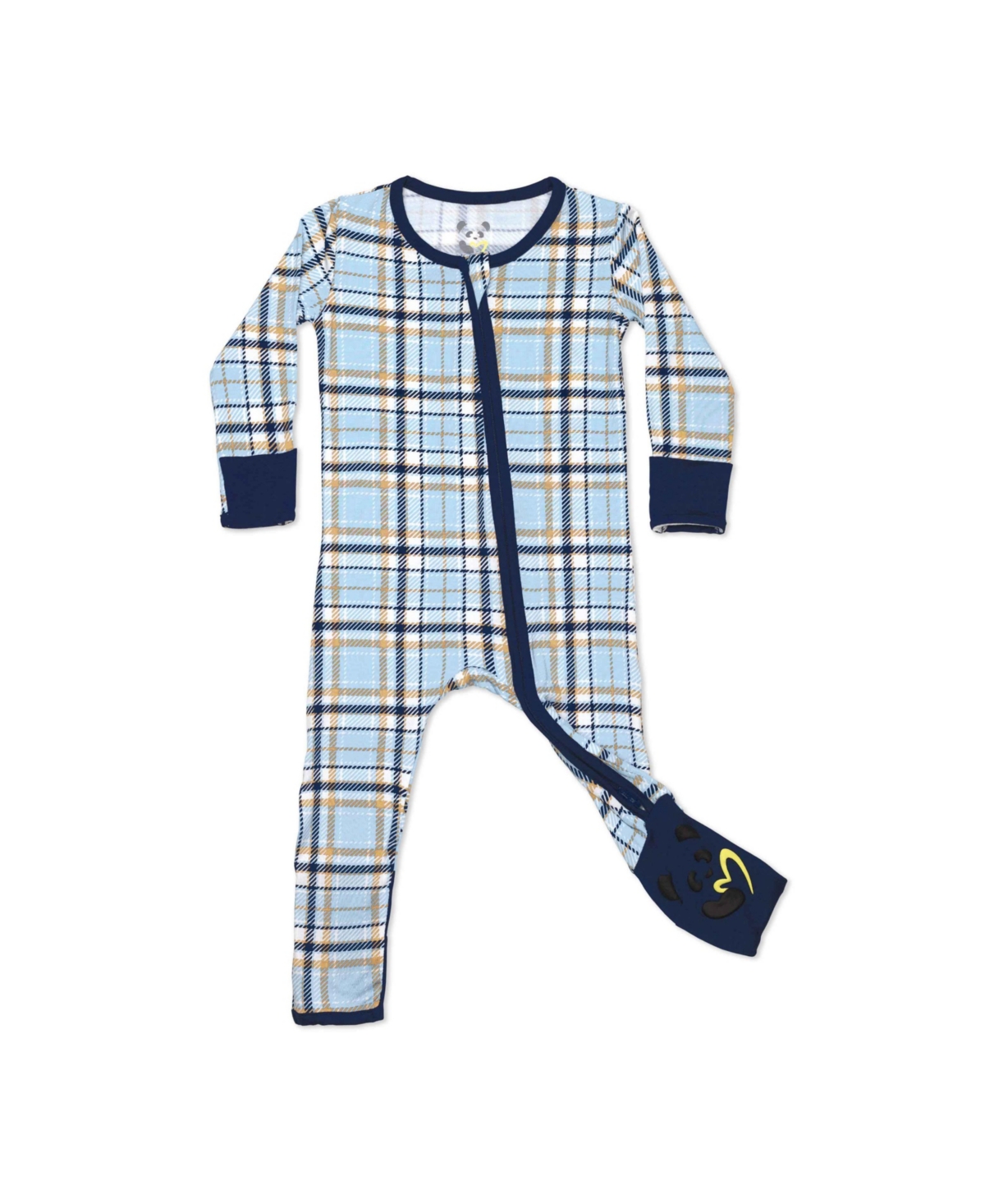 Bellabu Bear Baby Unisex Baby Holiday Plaid Blue Convertible Footie