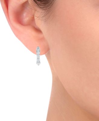 Diamond Graduated Oval Huggie Hoop Earrings (1/2 ct. t.w.) in 14k White or Yellow Gold