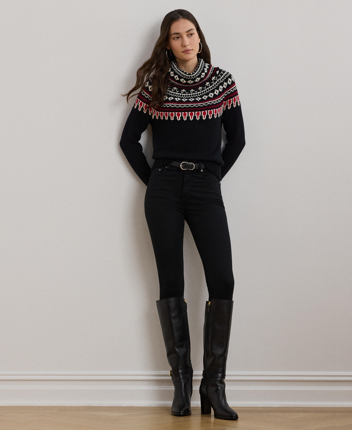 Lauren Ralph Lauren Women's Fair Isle Cotton Turtleneck Sweater, Regular & Petite