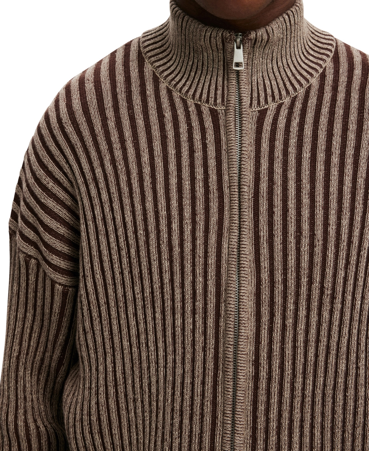 Shop Cotton On Men's Zip Through Knit Sweater In Taupe