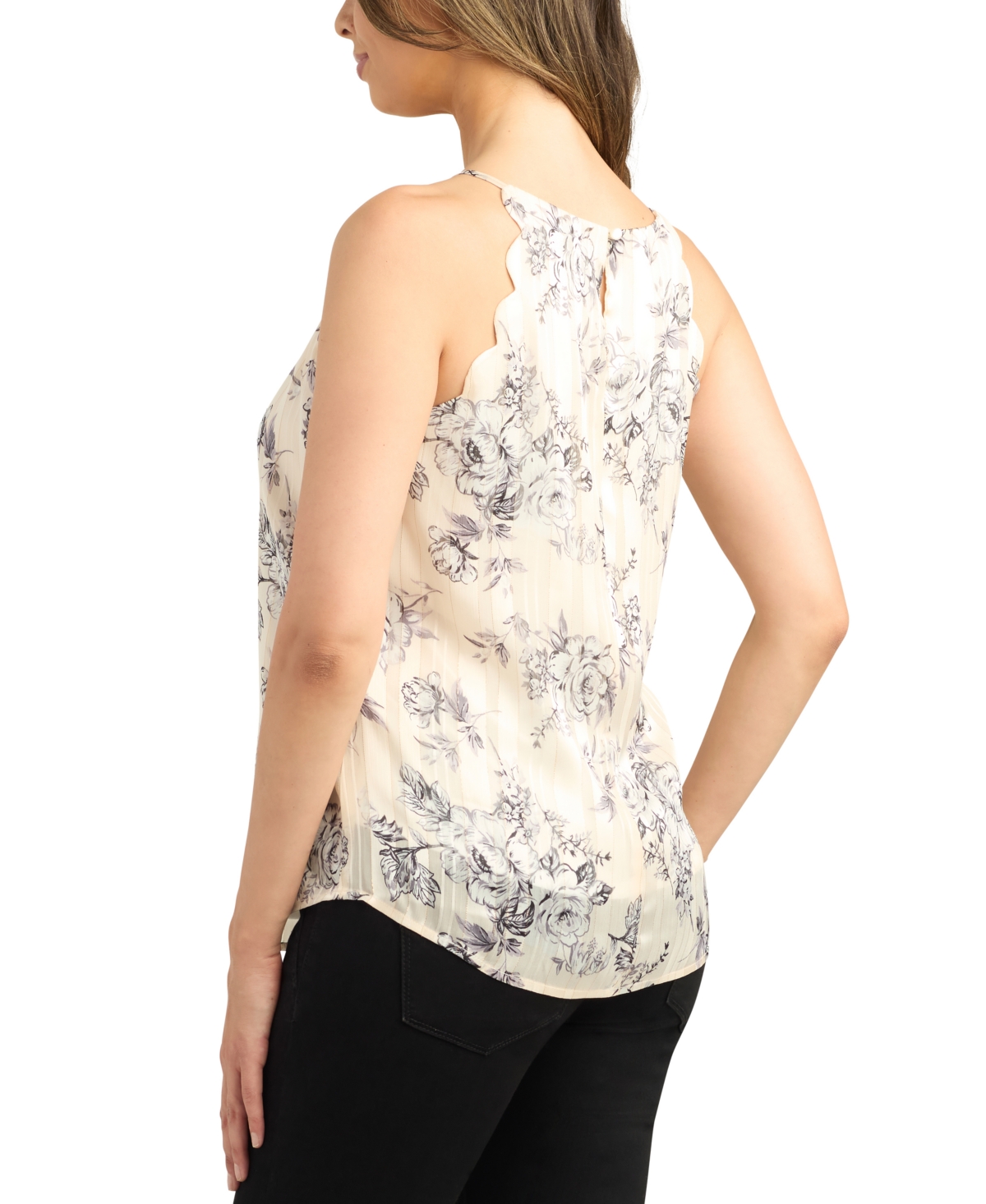 Bcx Juniors' Floral-print Burnout Scalloped Halter Top In Pat K
