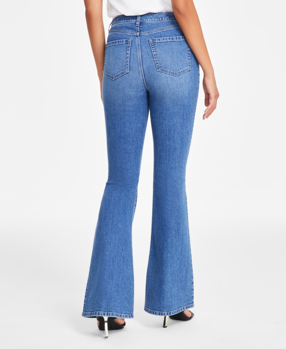 Inc International Concepts Women's Belted Flared-leg Jeans, Exclusively At Macy's In Medium Blu