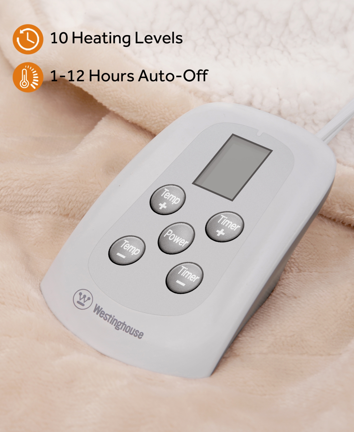 Westinghouse Heated Flannel And Sherpa Blanket, Twin In Beige