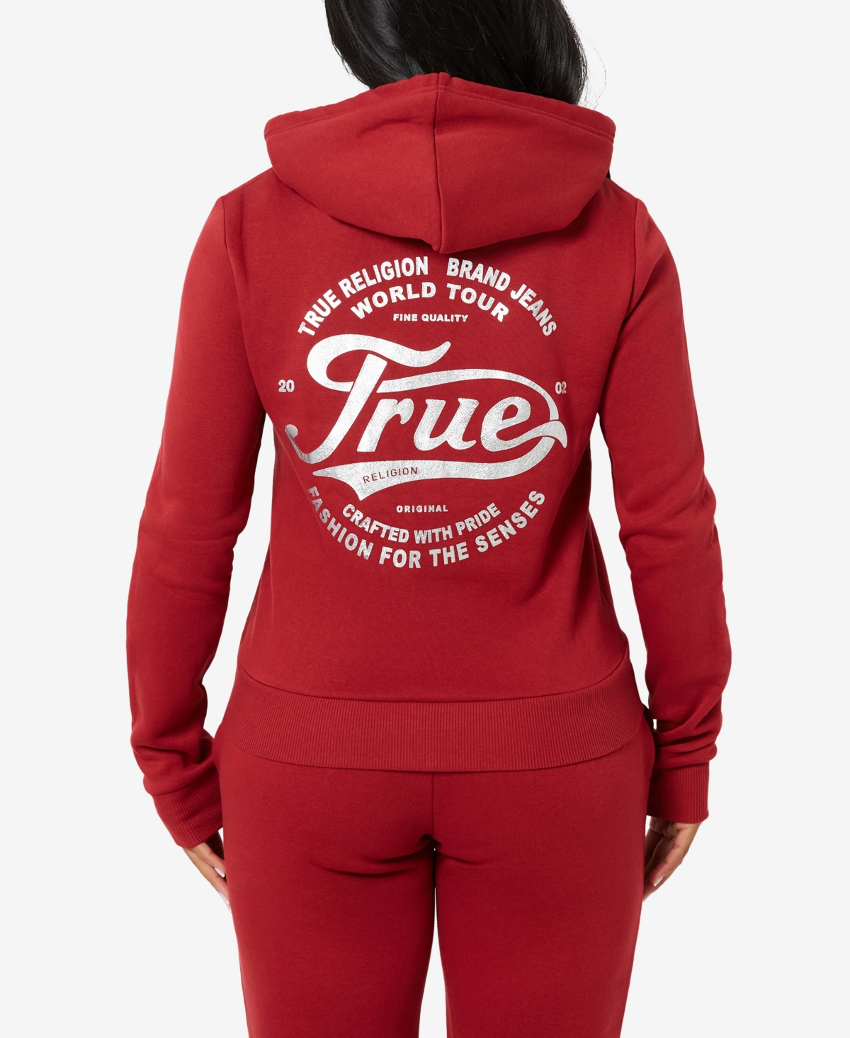 True Religion Women s Foil Classic Zip Hoodie In Red Dahlia ModeSens