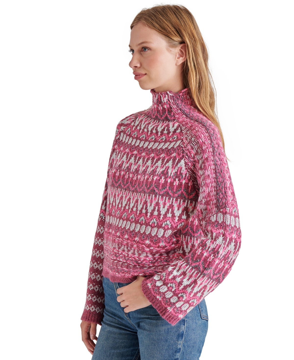 Steve Madden Women's Indie Fair Isle Mock-Neck Sweater