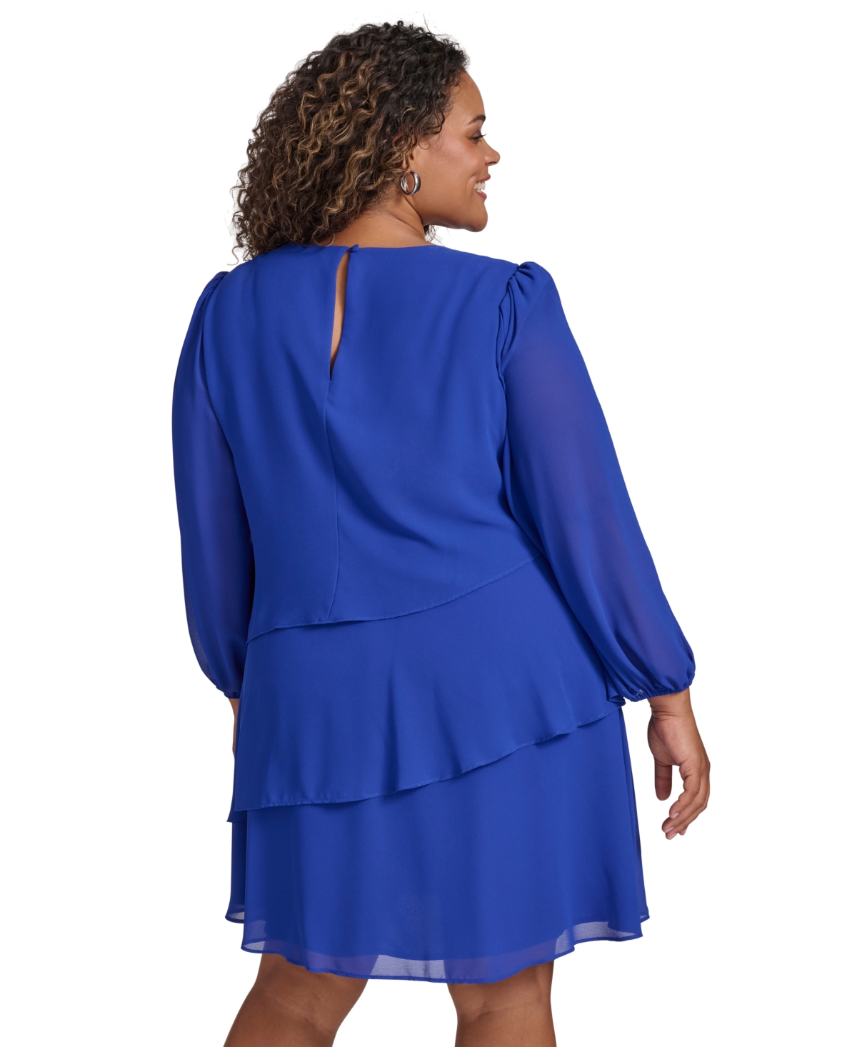 Jessica Howard Plus Size Tiered Chiffon Shift Dress