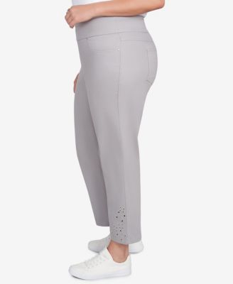 Plus Size Pull-On Extra Stretch Embroidered Hem Jeans