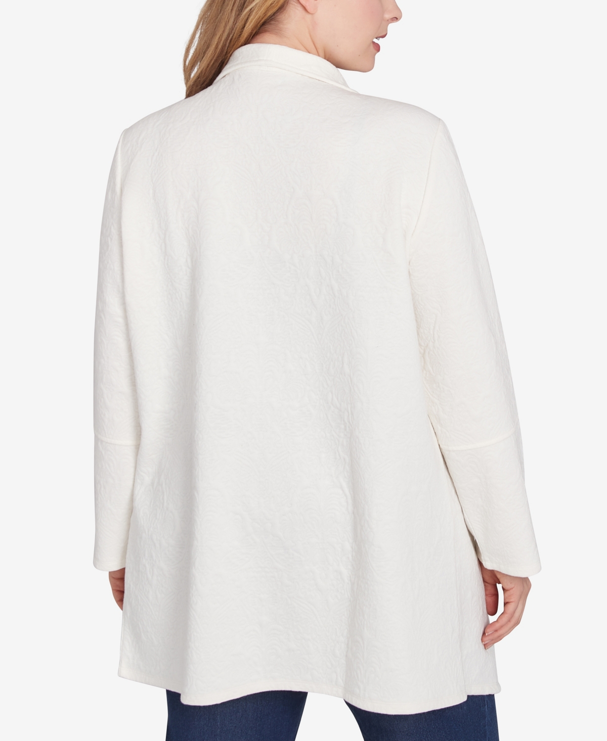 Ruby Rd. Plus Size Winter Scroll Quilted Knit Jacket In Ivory