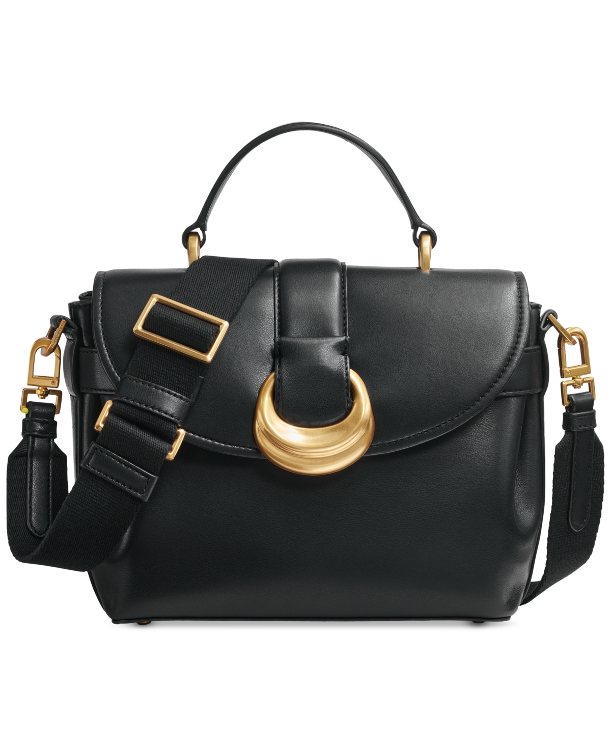 Shop Donna Karan Valley Stream Small Leather Satchel In Black,gold