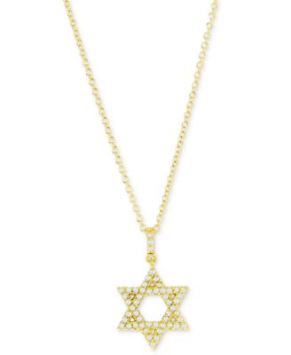 Diamond Star of David Pendant Necklace (1/4 ct. t.w.) in 14k White or Yellow Gold, 16" + 2" extender