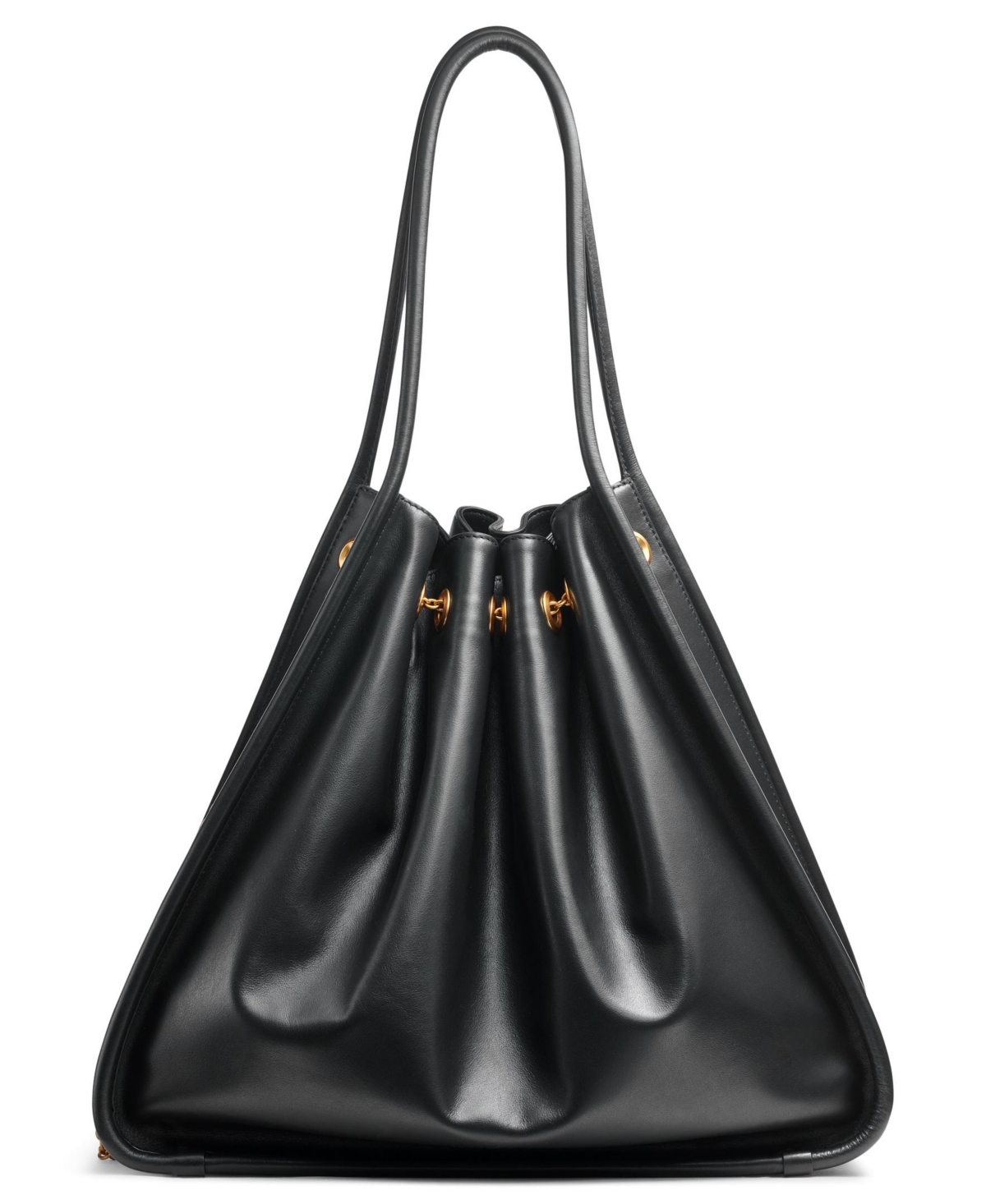 Donna Karan Plainview Chain Drawstring Tote Bag In Black,gold