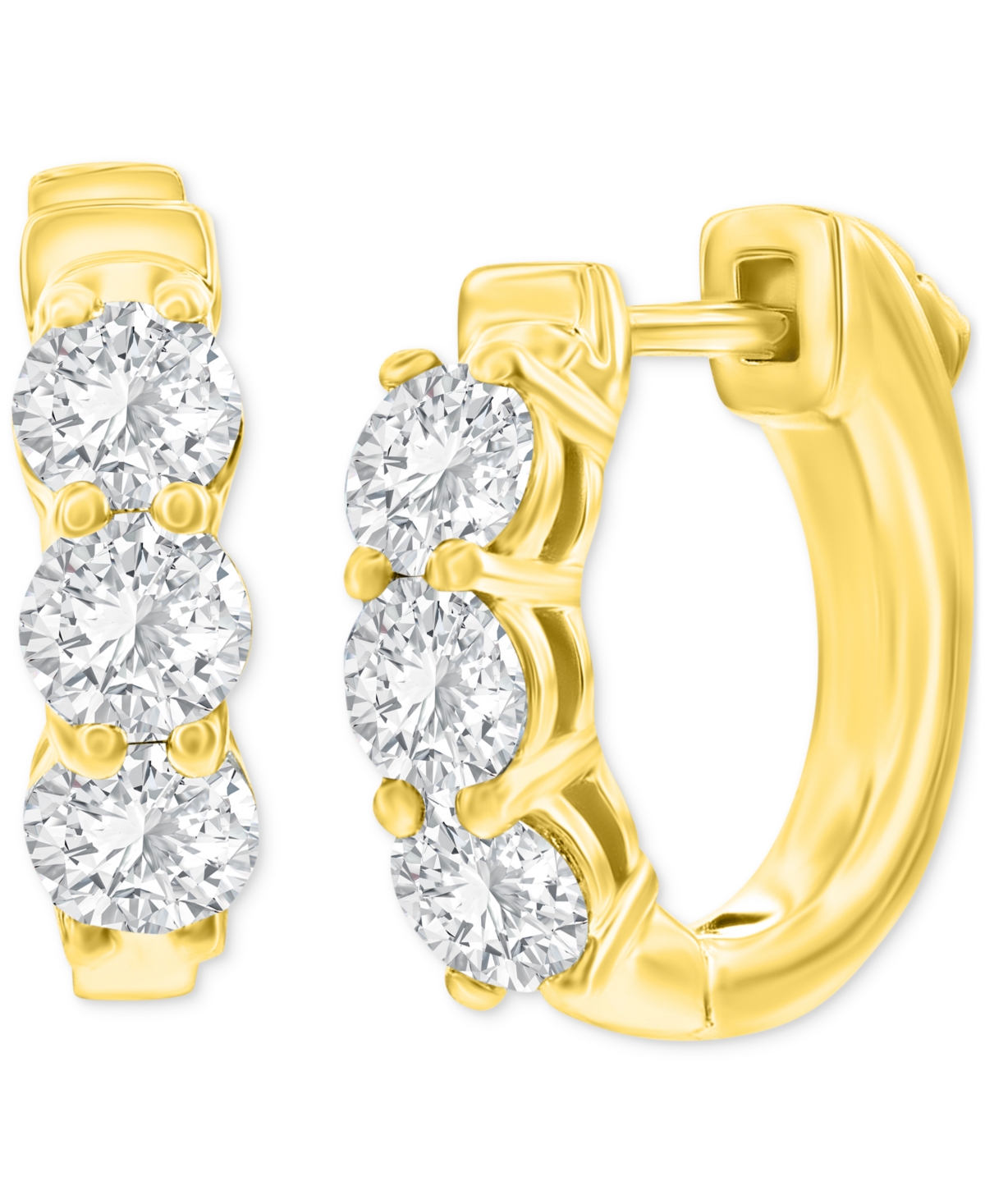 Macy's Diamond Hoop Earrings (1-1/2 Ct. T.w.) In 14k White Or Yellow Gold In Yellow Gold