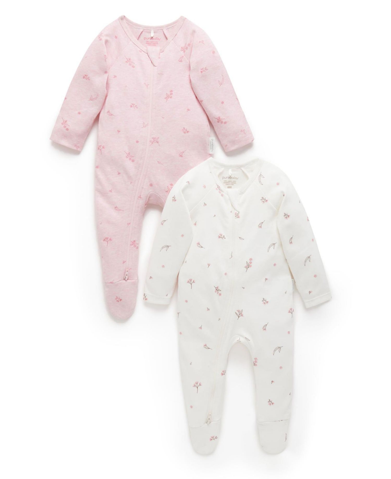 Baby Girls 2 Pack Zip Coverall