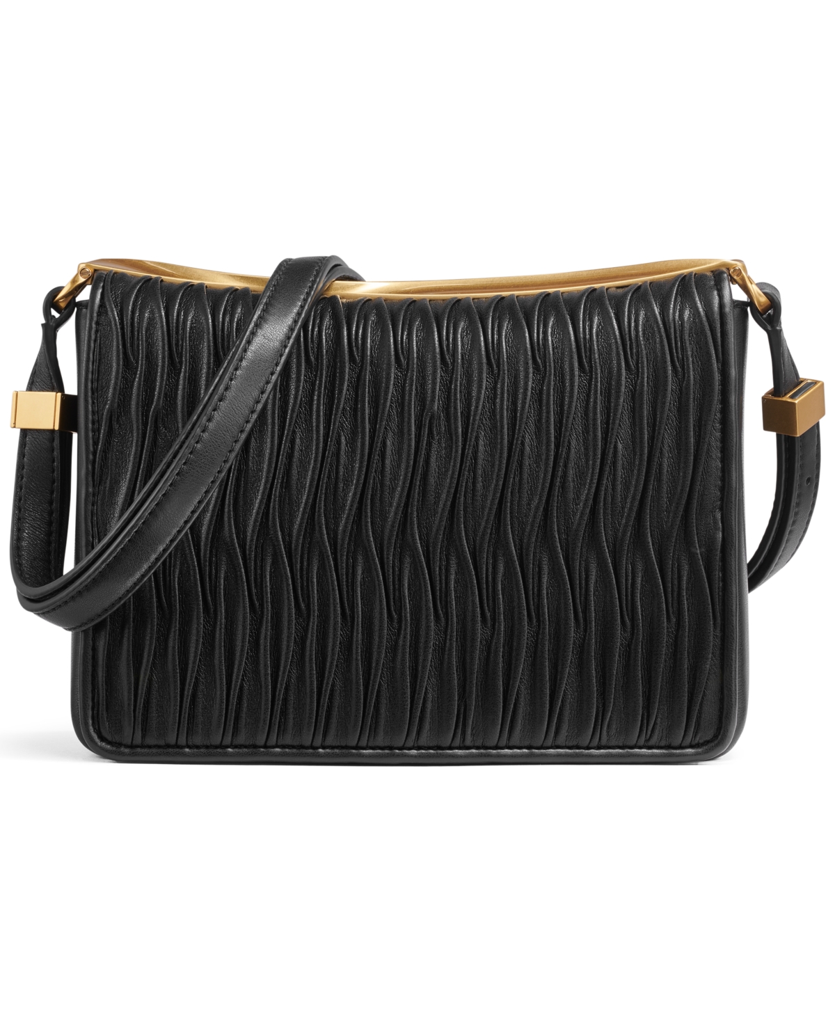 Donna Karan Jericho Flap Shoulder With Sculpted Hardware In Black,gold
