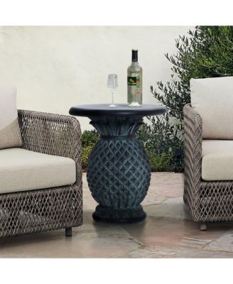 Patina Gray MgO Pineapple Outdoor Side Table