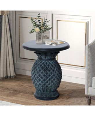 Patina Gray MgO Pineapple Outdoor Side Table