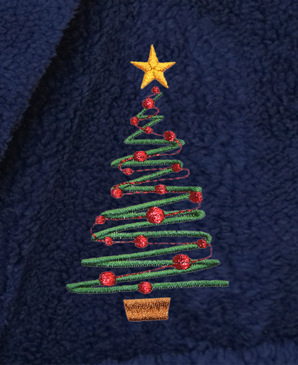Linum Home Christmas Tree Kids Super Plush Double Brushed Hooded Bathrobe In Navy