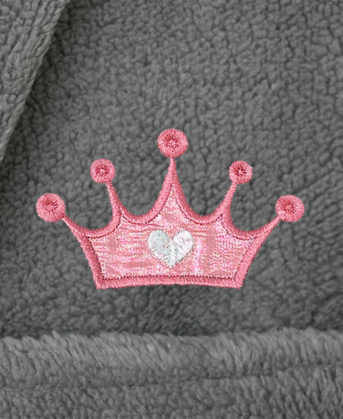 Linum Home Kids Crown Super Plush Double Brushed Hooded Bathrobe In Grey,pink